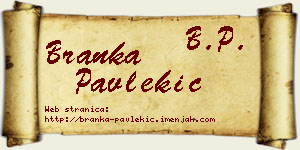 Branka Pavlekić vizit kartica